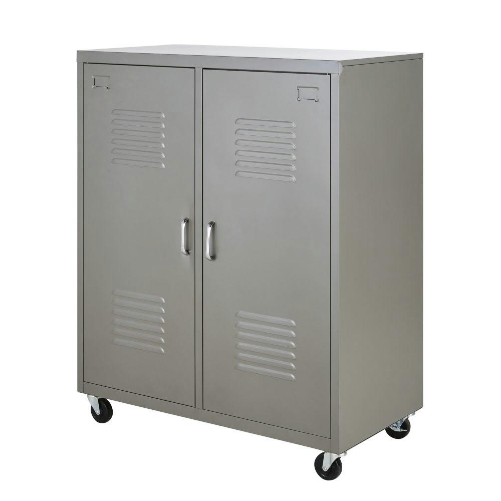 Loft - Armoire 2 portes battantes en métal gris