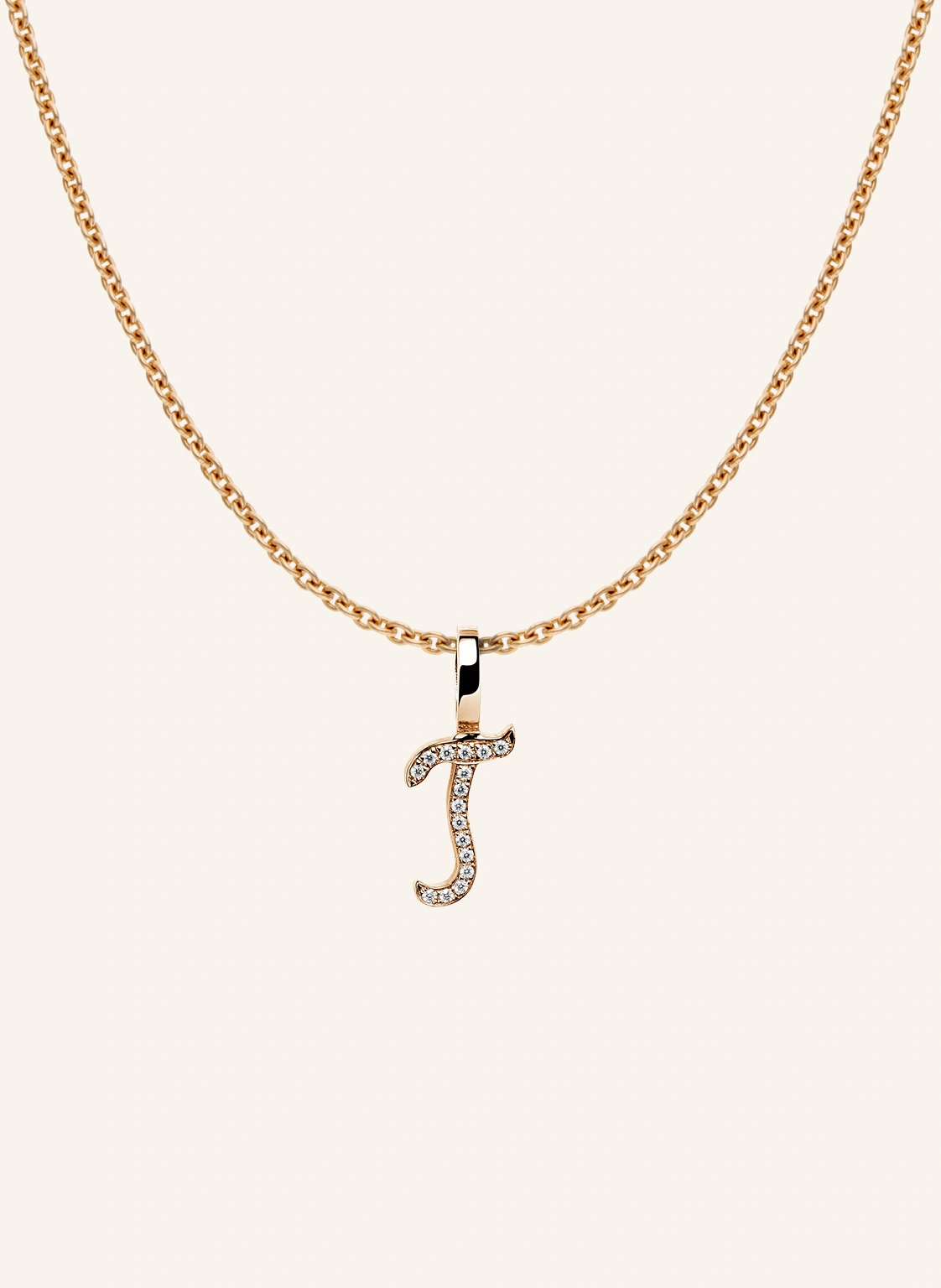 CADA Kette TINY DIAMOND LETTER T