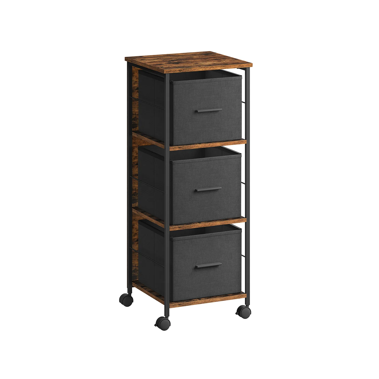 Caisson bureau mobile 3 tiroirs marron rustique noir