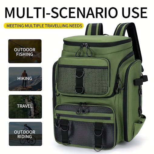 NNETM Fishing Backpack with Rod Holder & Tackle Box