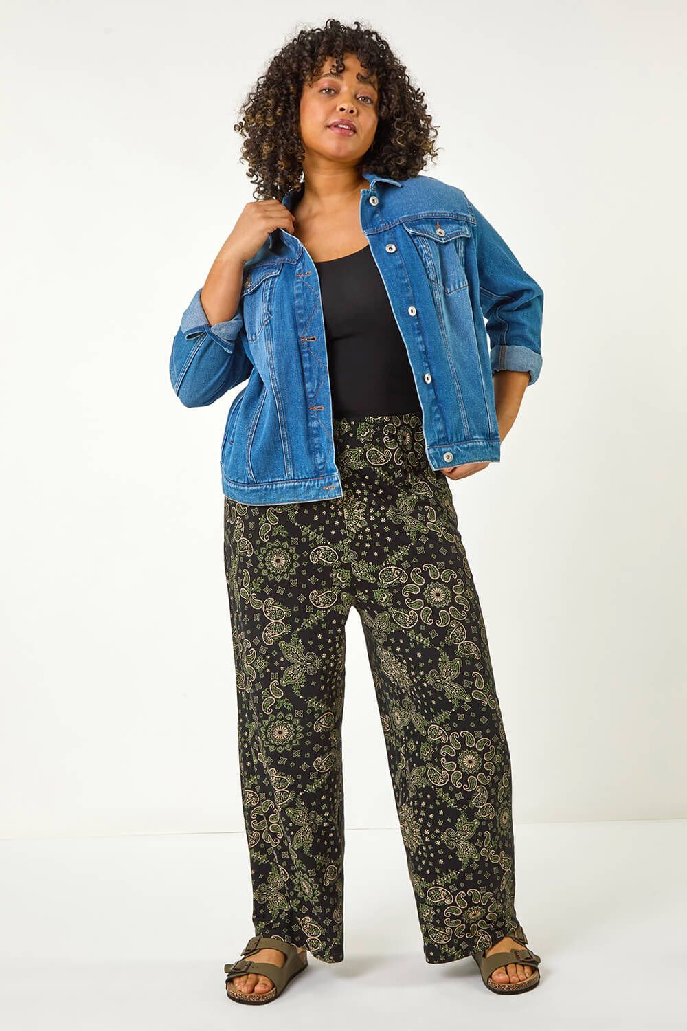 Roman Curve Paisley Print Wide Leg Trouser