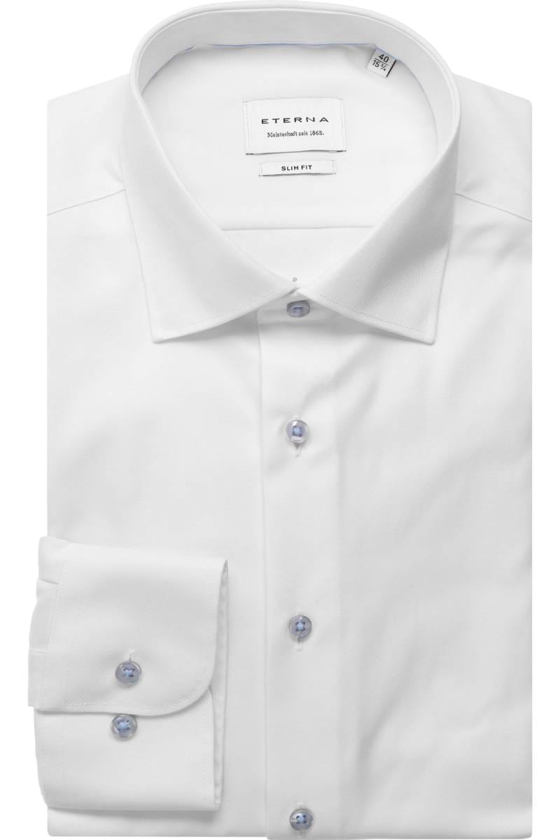 ETERNA Slim Fit Hemd weiss, Einfarbig