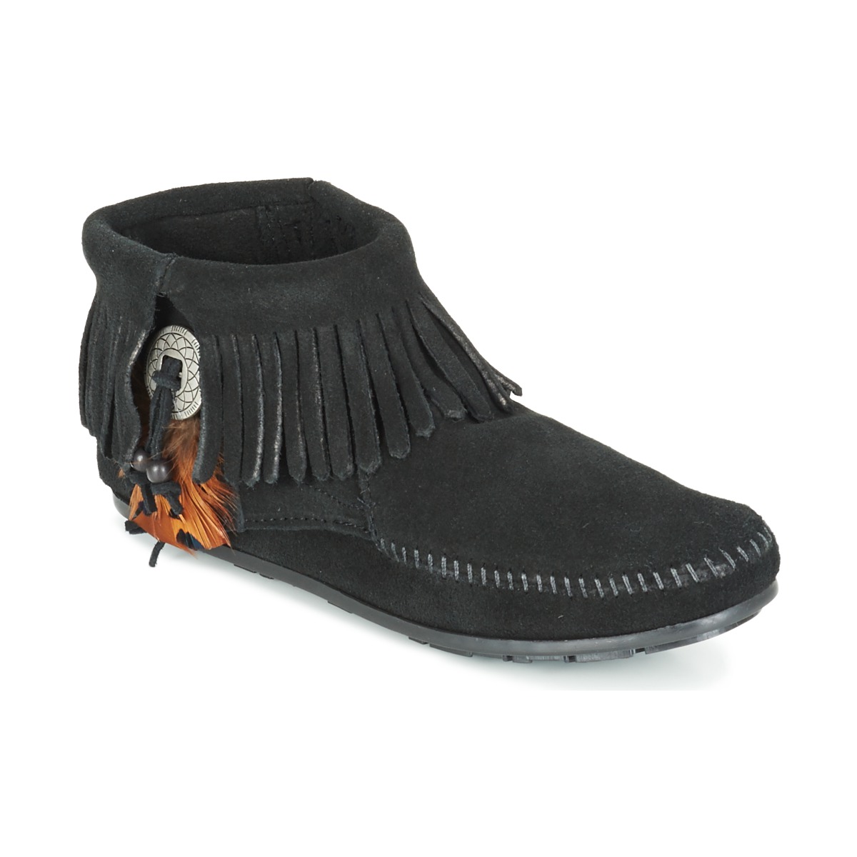 Minnetonka - CONCHO FEATHER SIDE ZIP BOOT - Black