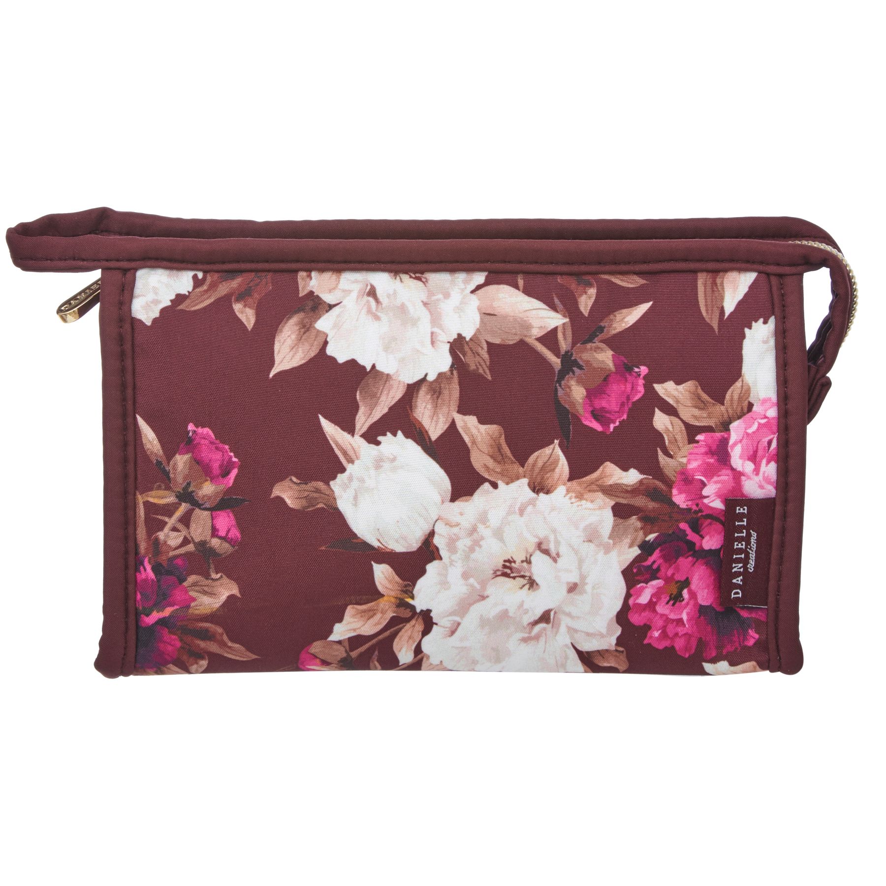 Danielle Creations Floral Burgundy Cosmetic Make Up Bag