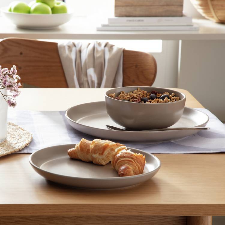 Habitat Mushroom 12 Piece Stoneware Dinner Set - Mushroom