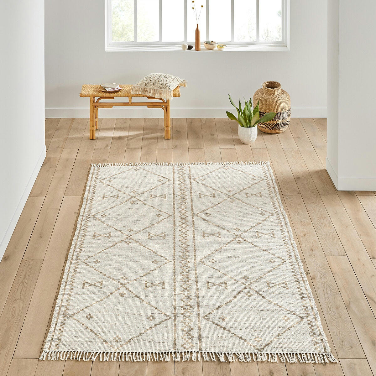 Tapis tissé plat herbier et fibres Lovas