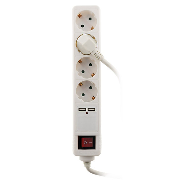 Multiprise Schuko 4x16A   2 USB-A - Blanc - Zenitech