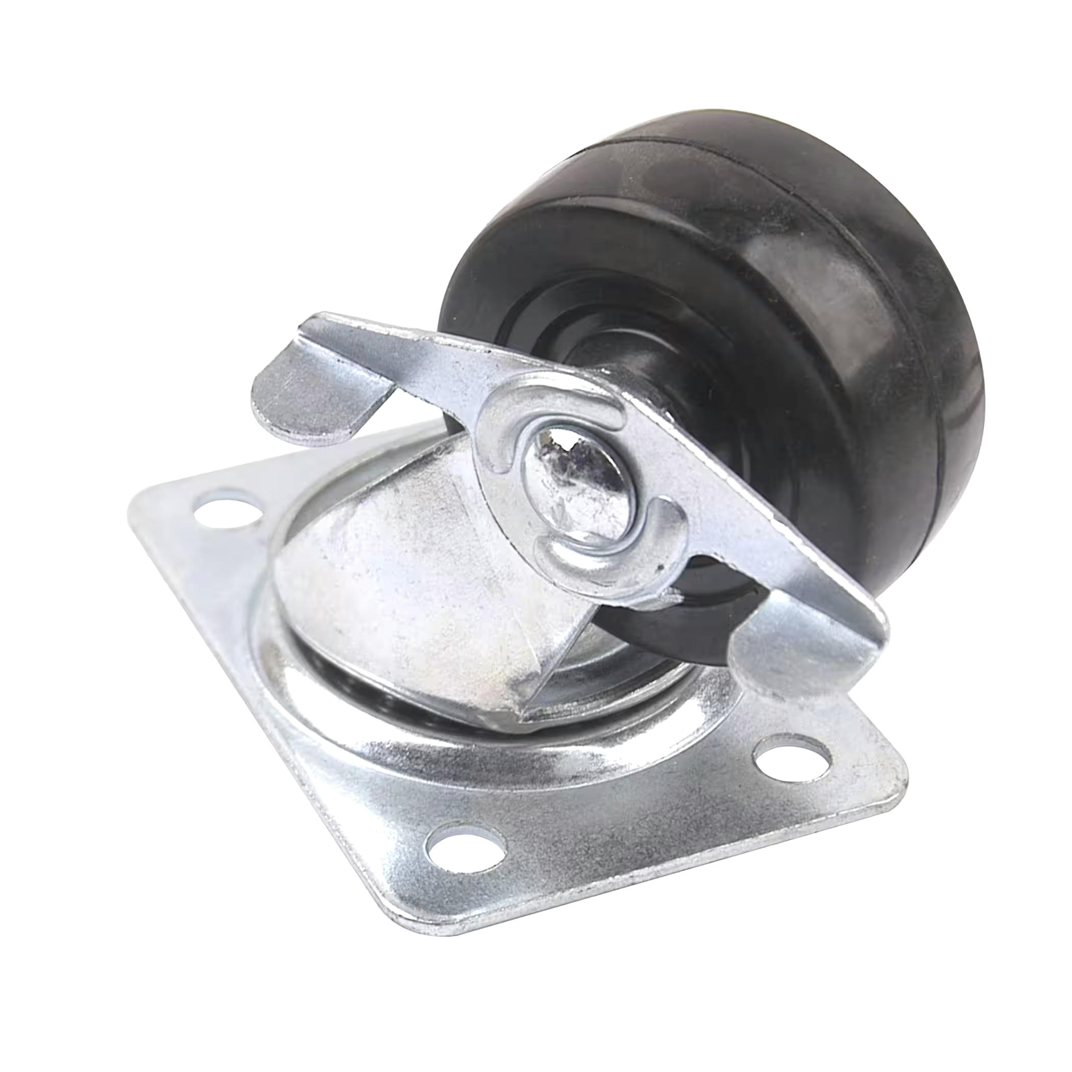 Shepherd Hardware Rubber Single Swivel Caster with Brake, 90-lb Capacity, Black, Assorted Sizes