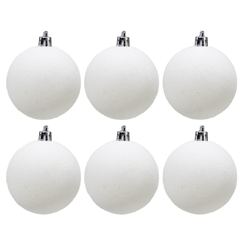 Boule de No&euml;l pailletée blanche Ø6cm x6