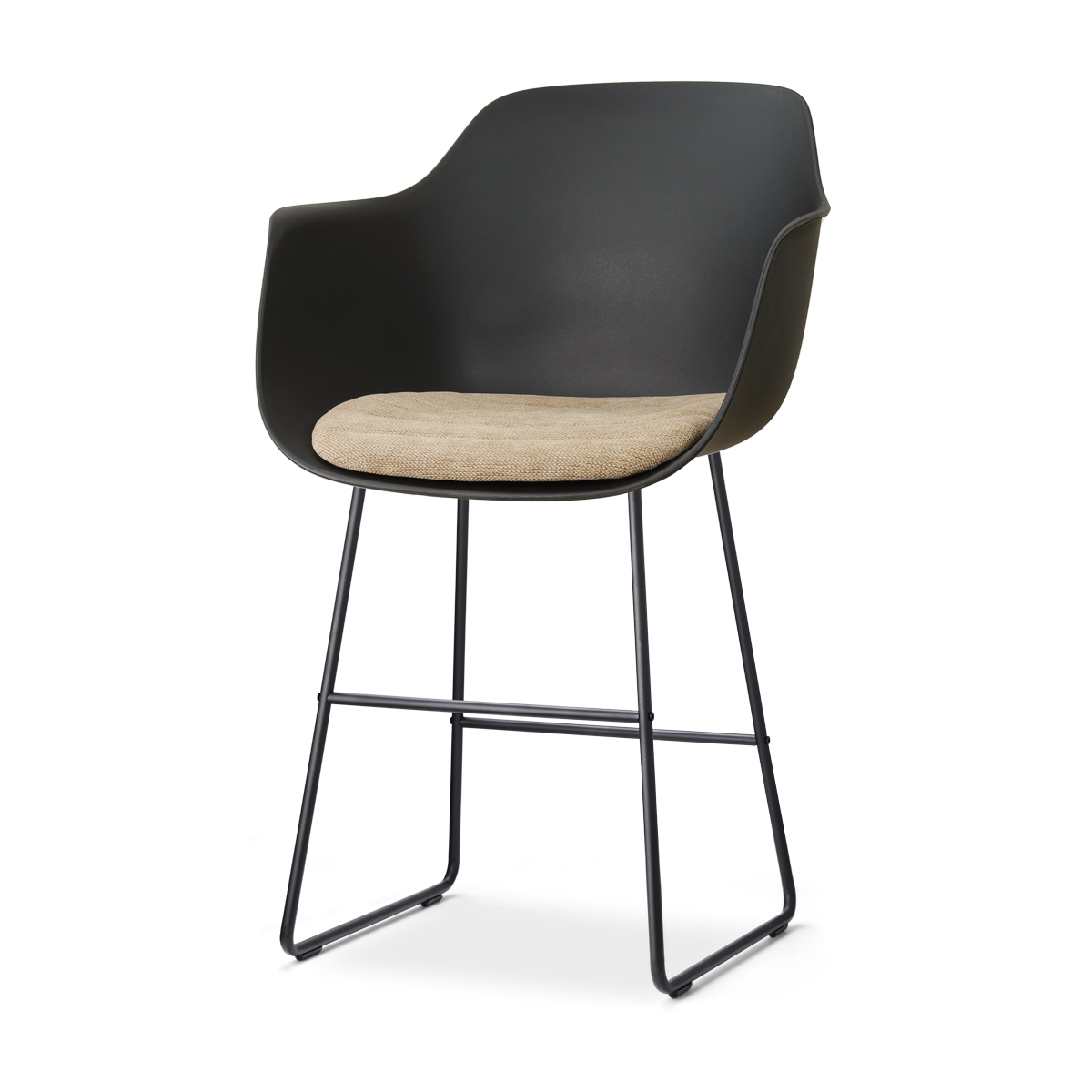Nolon Nino-Liz Barkruk Zwart met Nougatbruin Zitkussen Zwart Onderstel 65 Cm