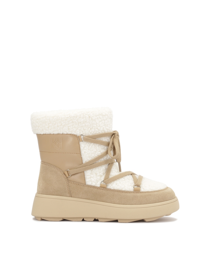 Ladies' insulated light brown snow boots with faux fur