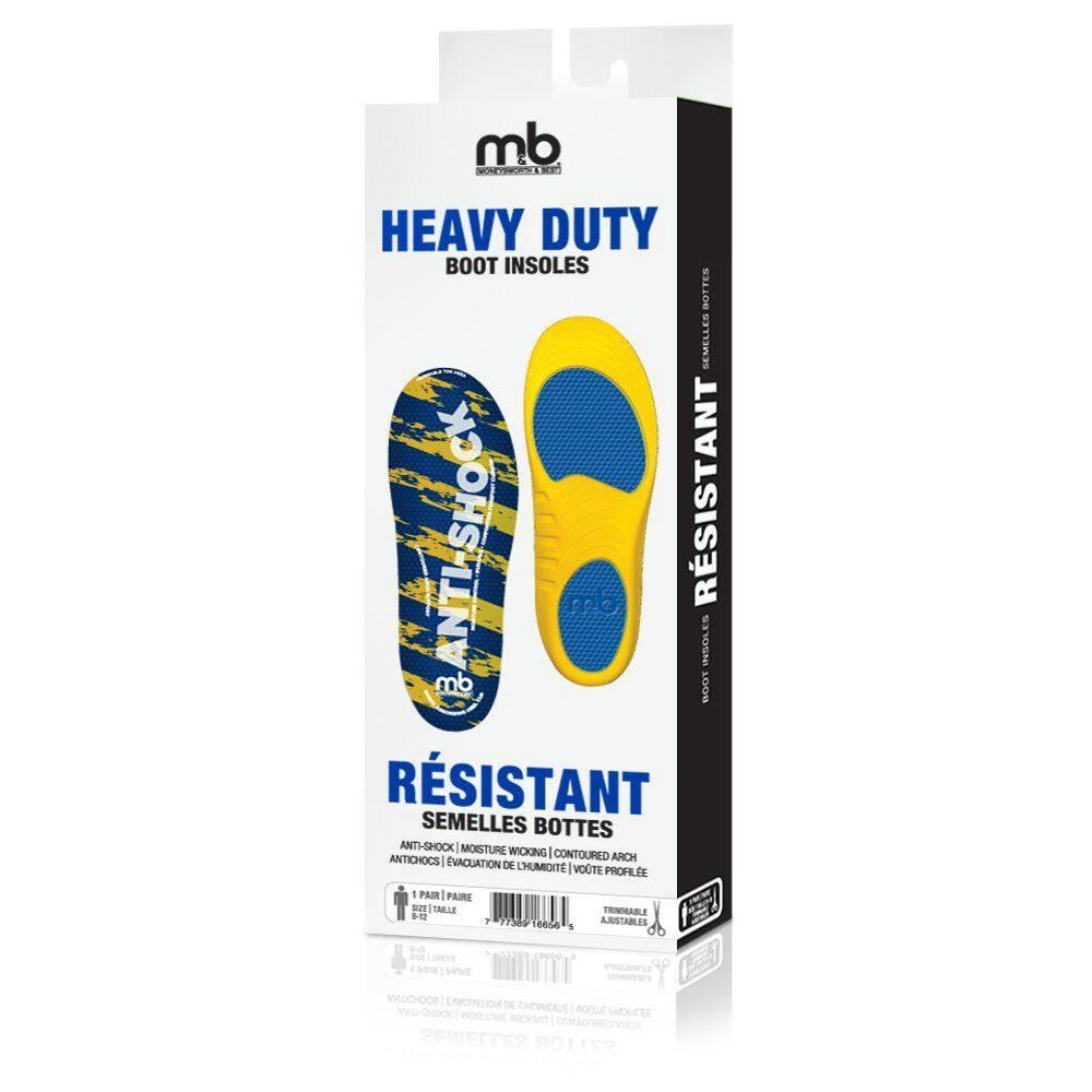 Moneysworth & Best Men's Heavy Duty Boot Insoles, Anti-Shock/Moisture-Wicking, 1-pr