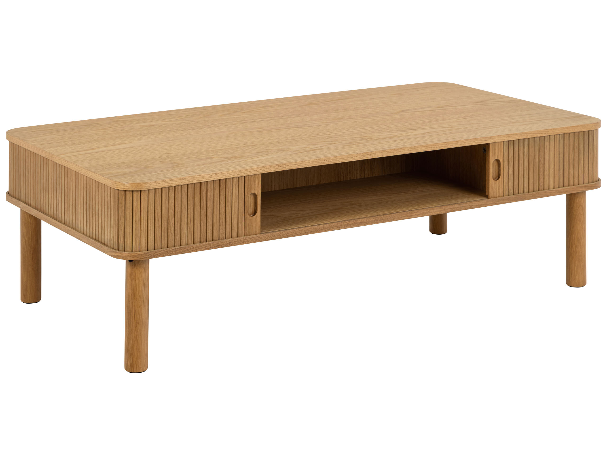 Ława Ligna 130 cm lamelowa z półką, Oak lacquered