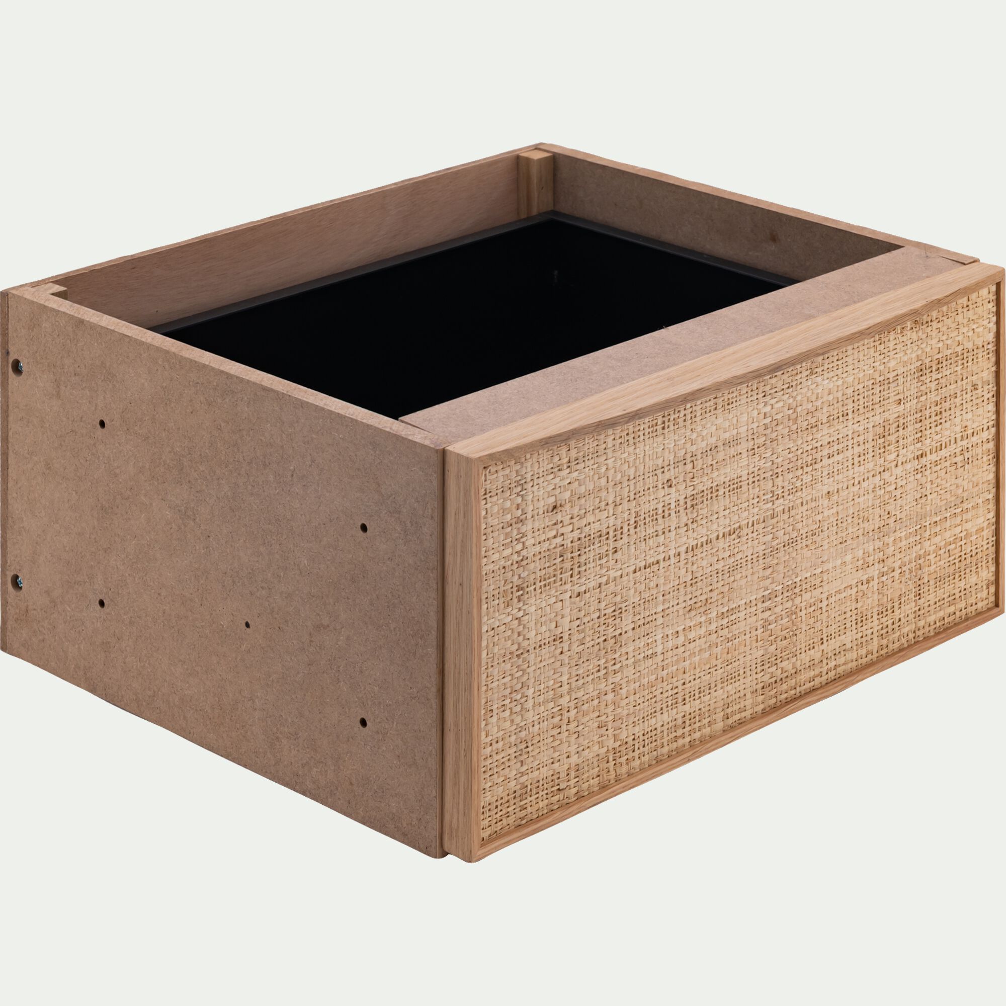 TASSIA - Bloc de 1 tiroir en chêne et raphia L40cm - bois clair