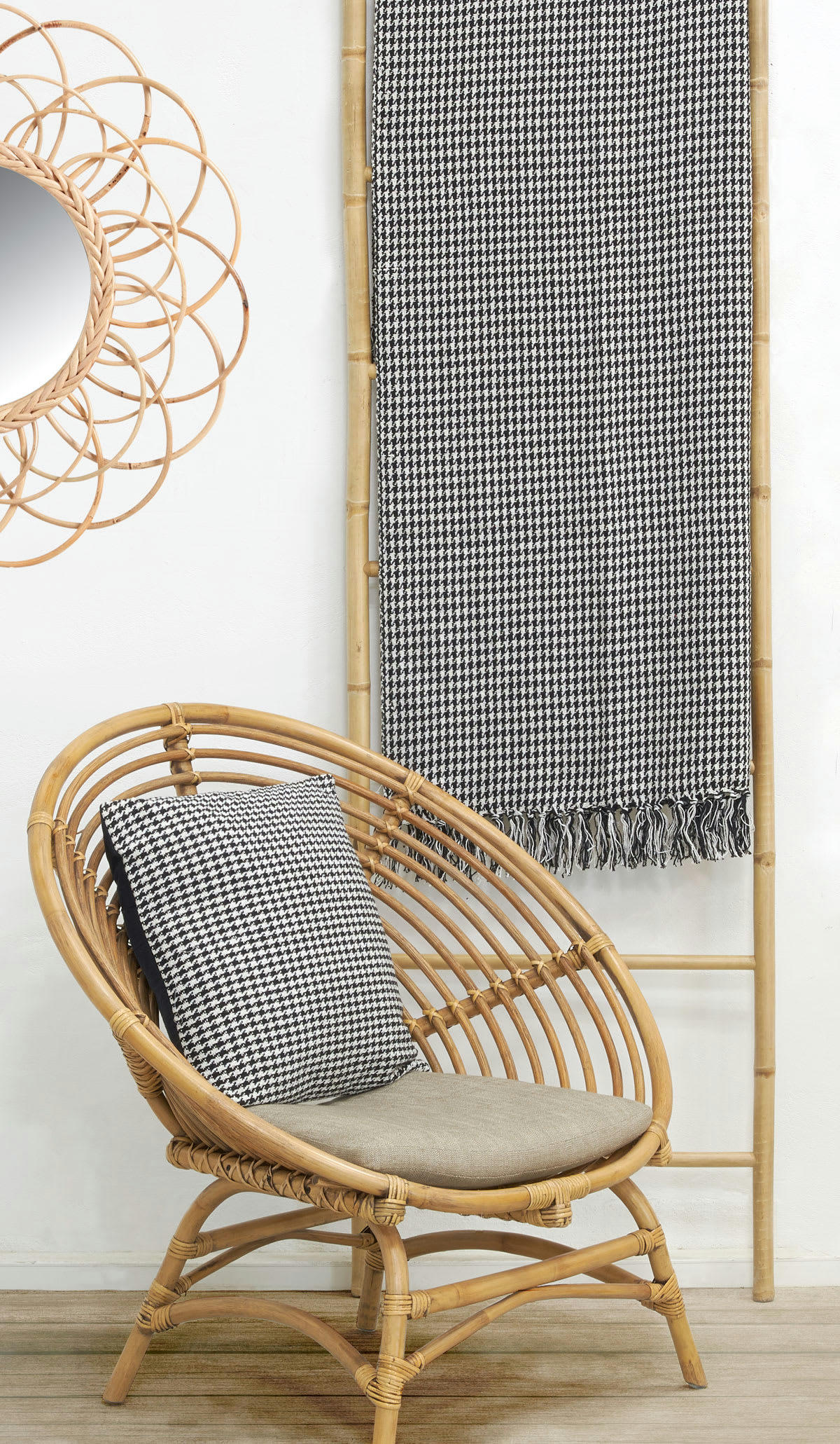 - Plaid pied-de-poule en coton