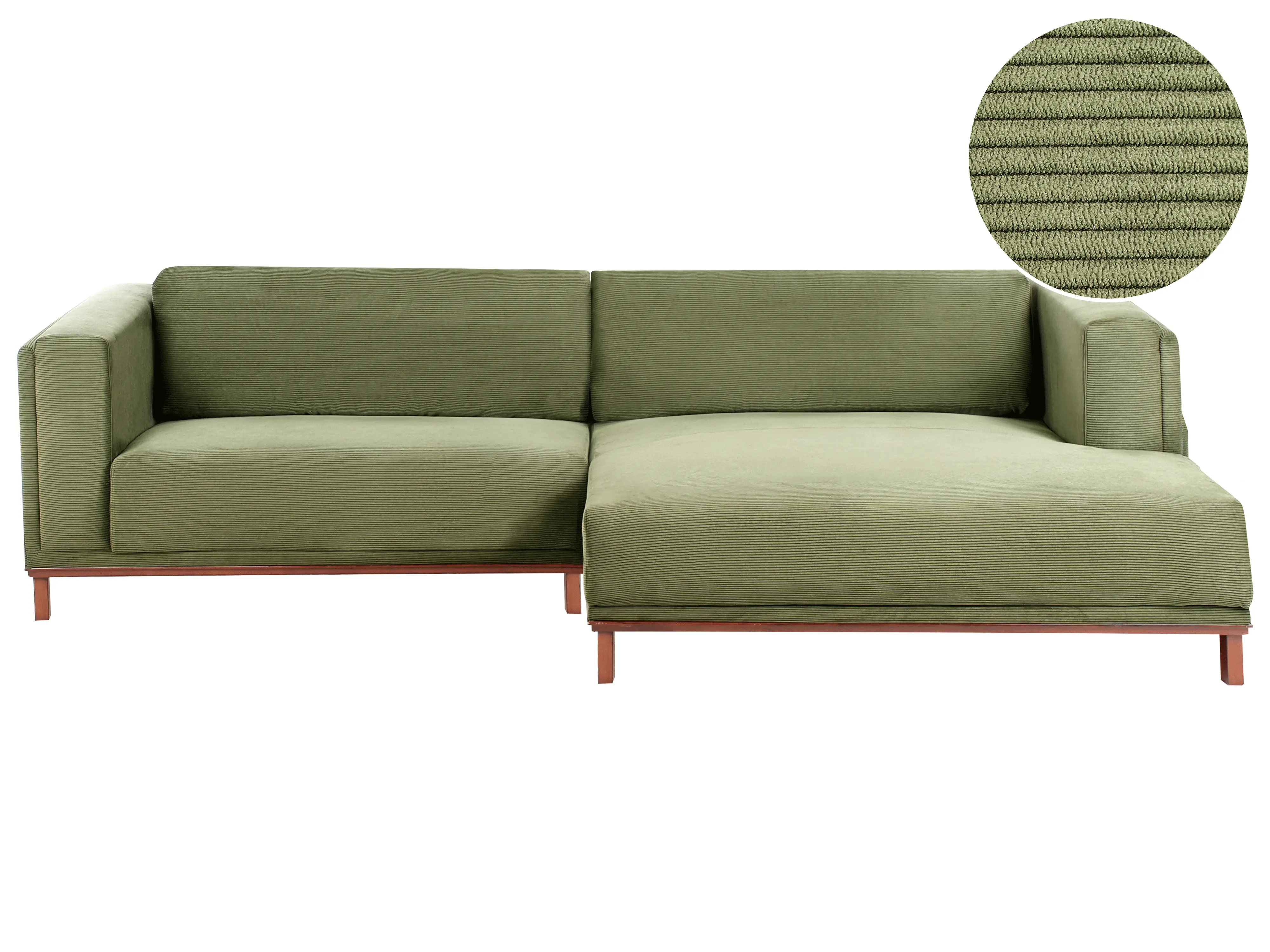 Corner Sofa 4 Seater VENG Corduroy Green Left Hand