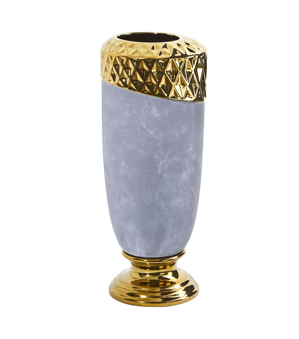 Nearly Natural 11.5 Gray Regal Stone Vase With Gold Trim