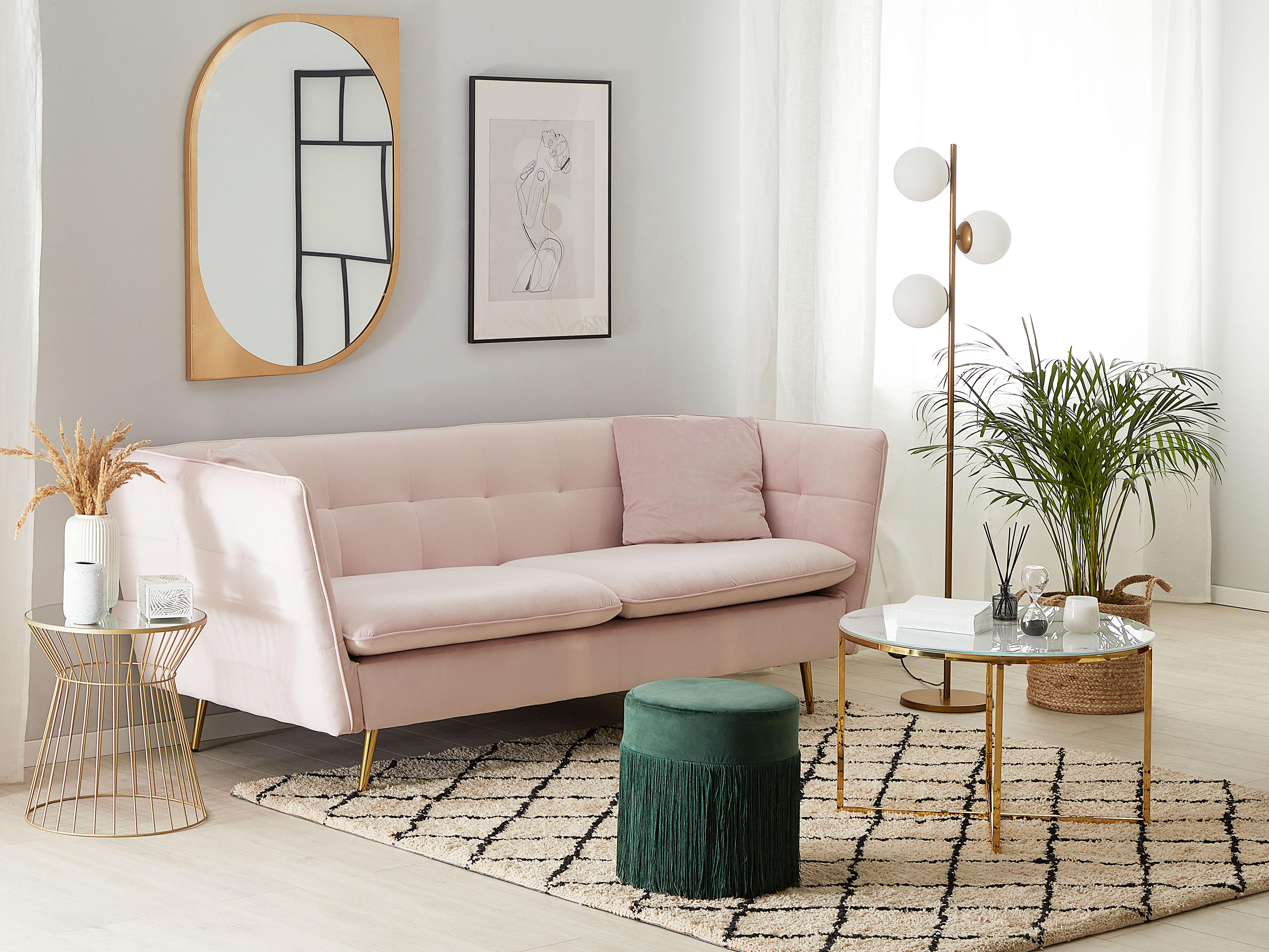 Sofa 3 Seater FREDERICA Velvet Pink