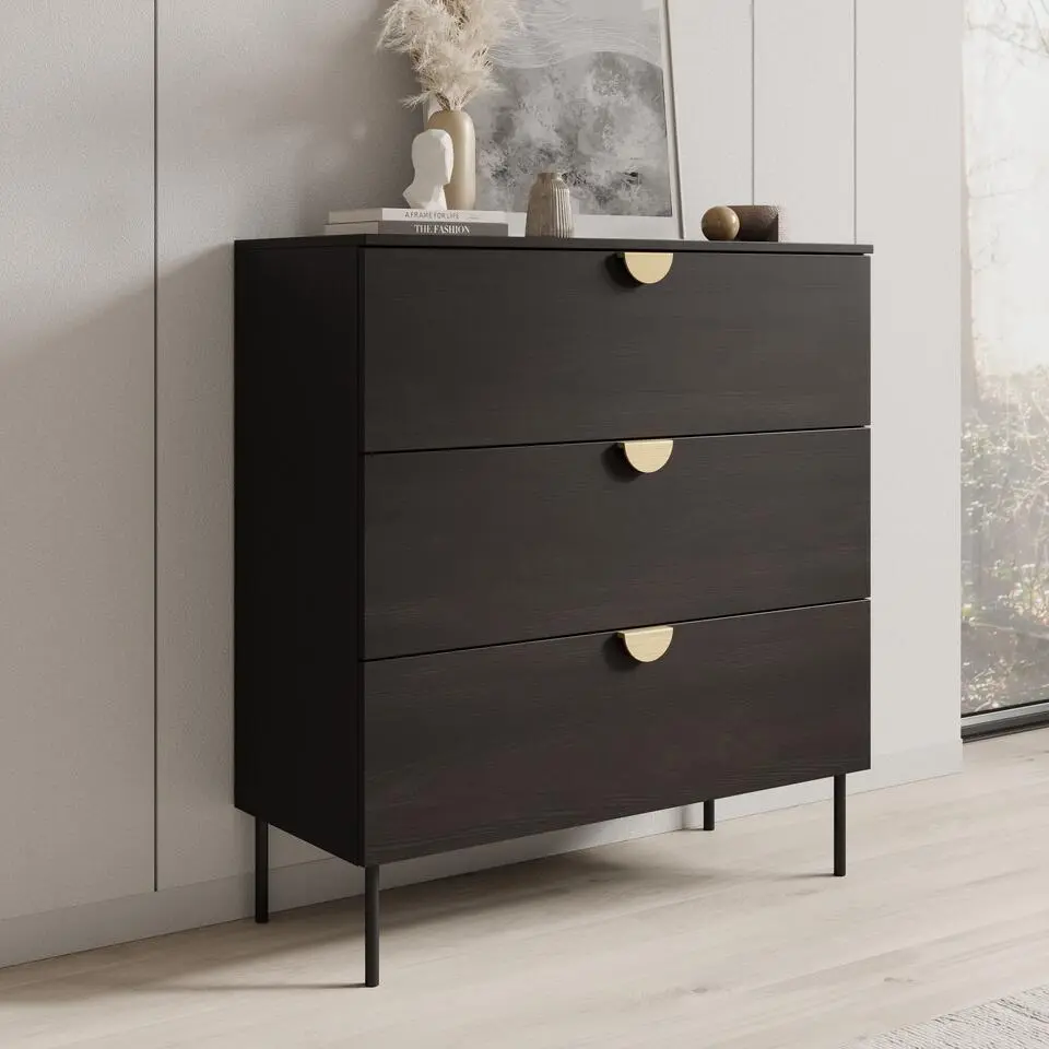 Meubella - Ladekast Monor - Zwart eiken - 100 cm