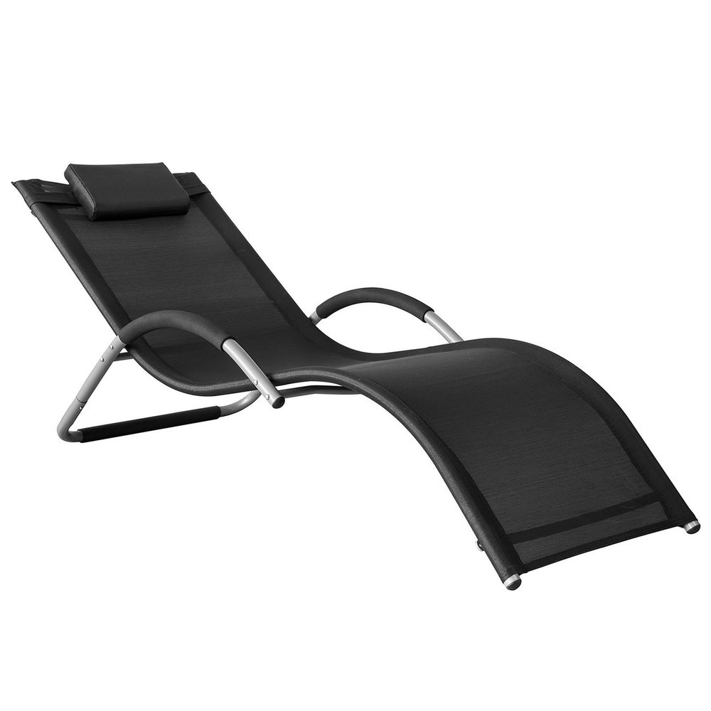 SoBuy Leżak Czarny 168x63x68cm Przemysłowy OGS38-SCH