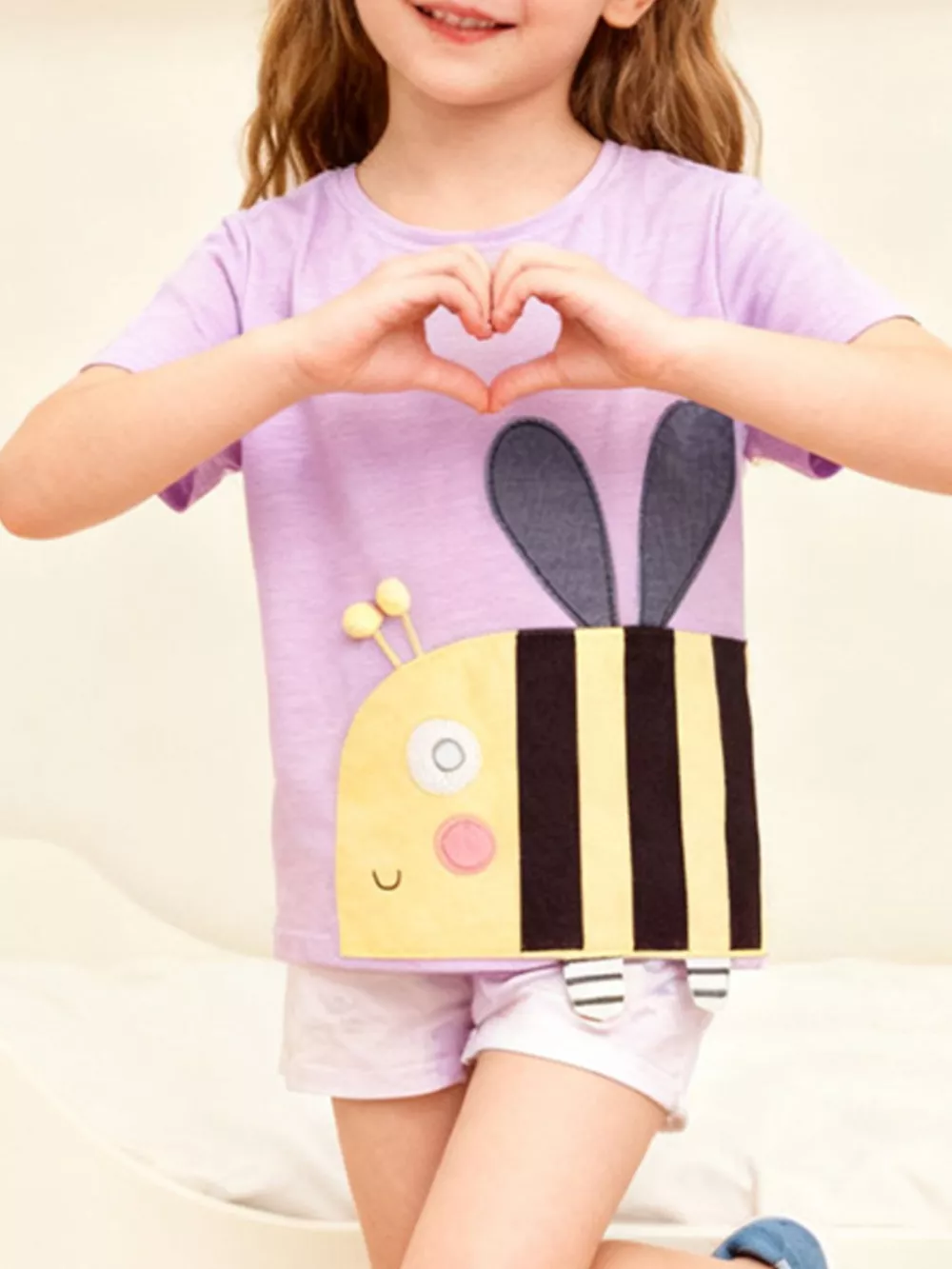 Children's Bee Applique Short Sleeve T-Shirt
