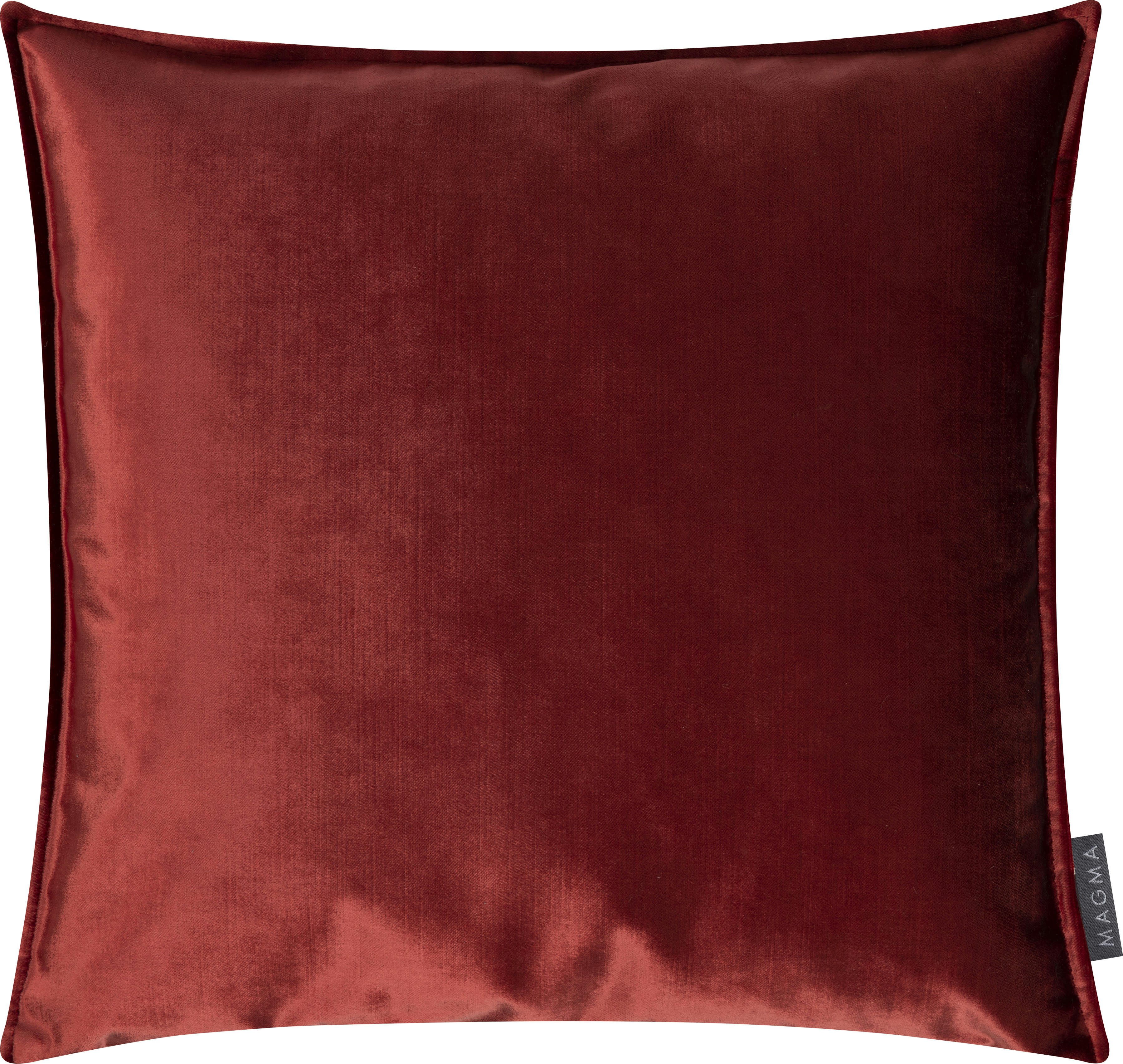 SHINY - Housse de coussin velours avec volant piqué marsala 45x45