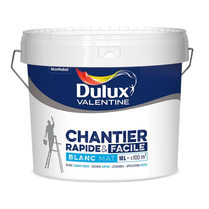 Peinture pour murs et plafonds Chantier Rapide & Facile blanc mat 10 L DULUX