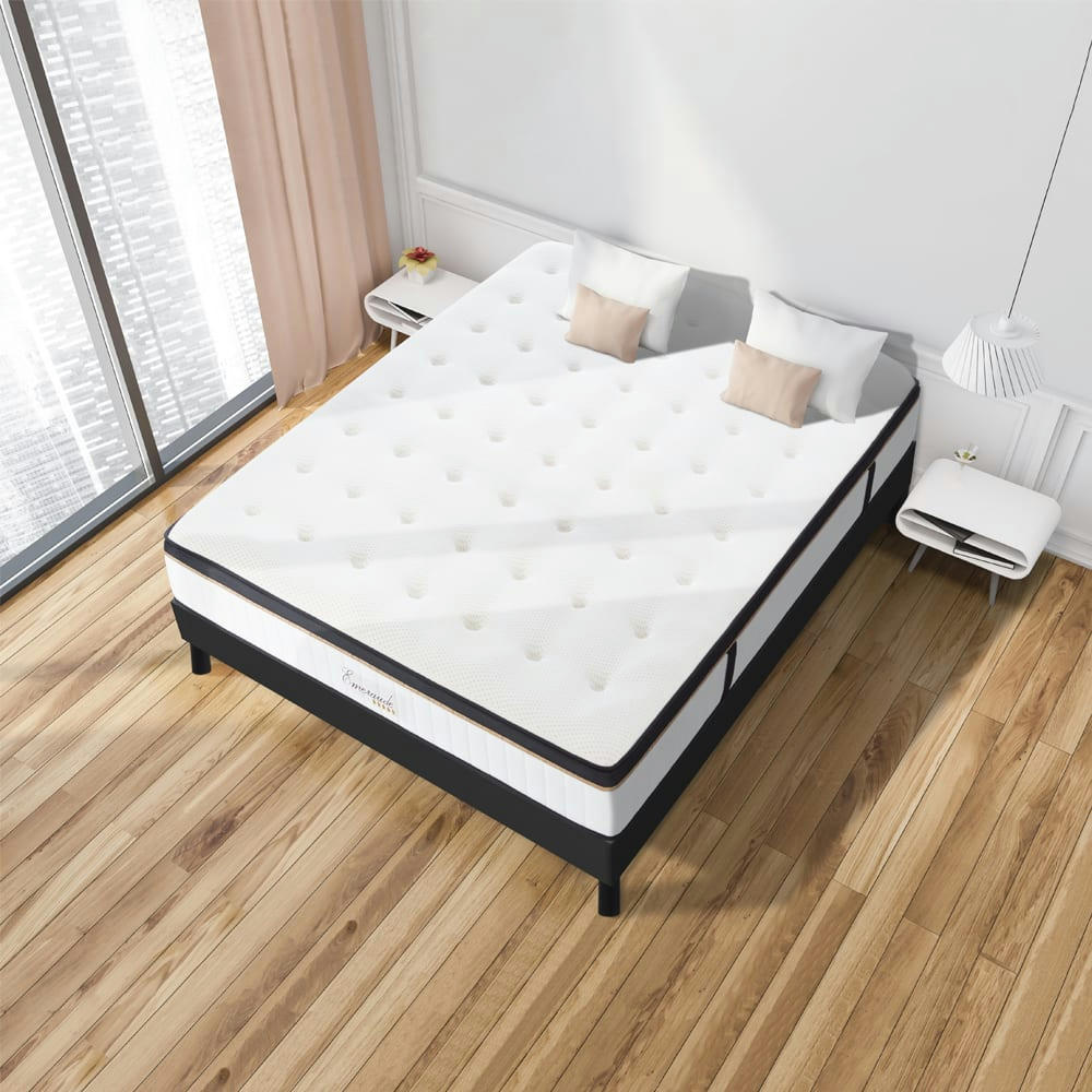 EMERAUDE - Ensemble matelas à Mémoire de forme et sommier noir 140x200