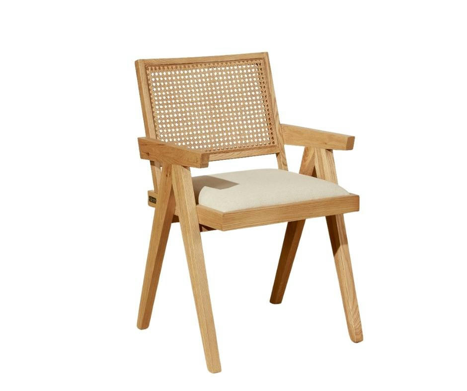 CAPORAL - Fauteuil en cannage et lin naturel