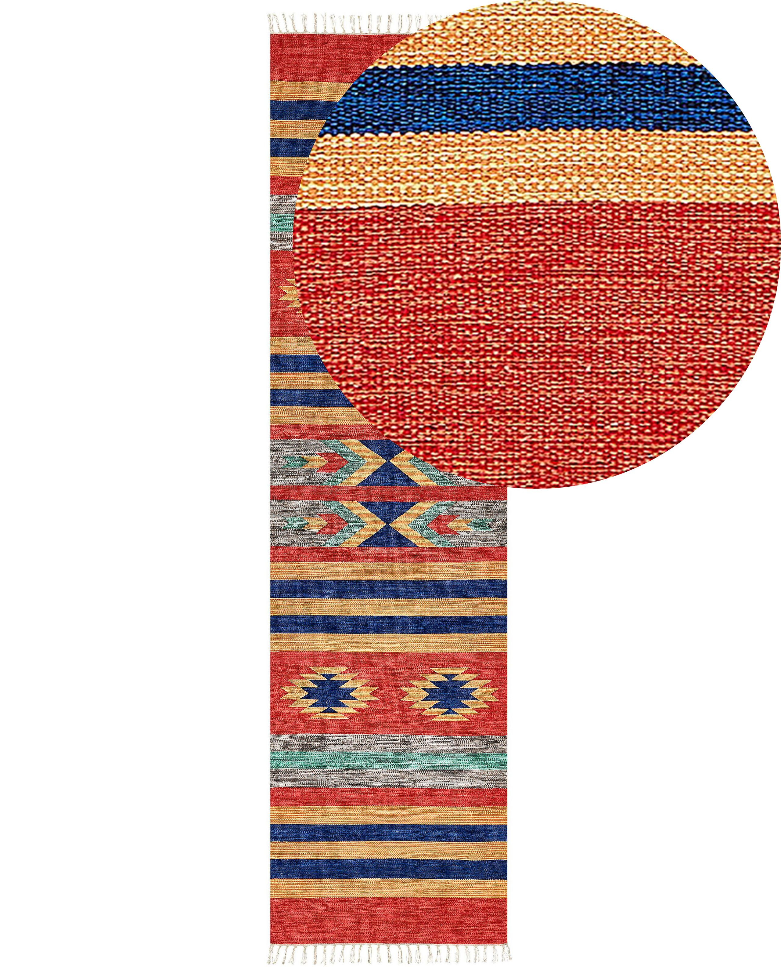 Dywan bawełniany kilim 80 x 300 cm wielokolorowy