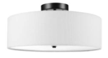 CANVAS Preston 2-Light White Linen Shade Semi-Flush Mount Ceiling Light Fixture, Bronze, 15-7/8-in