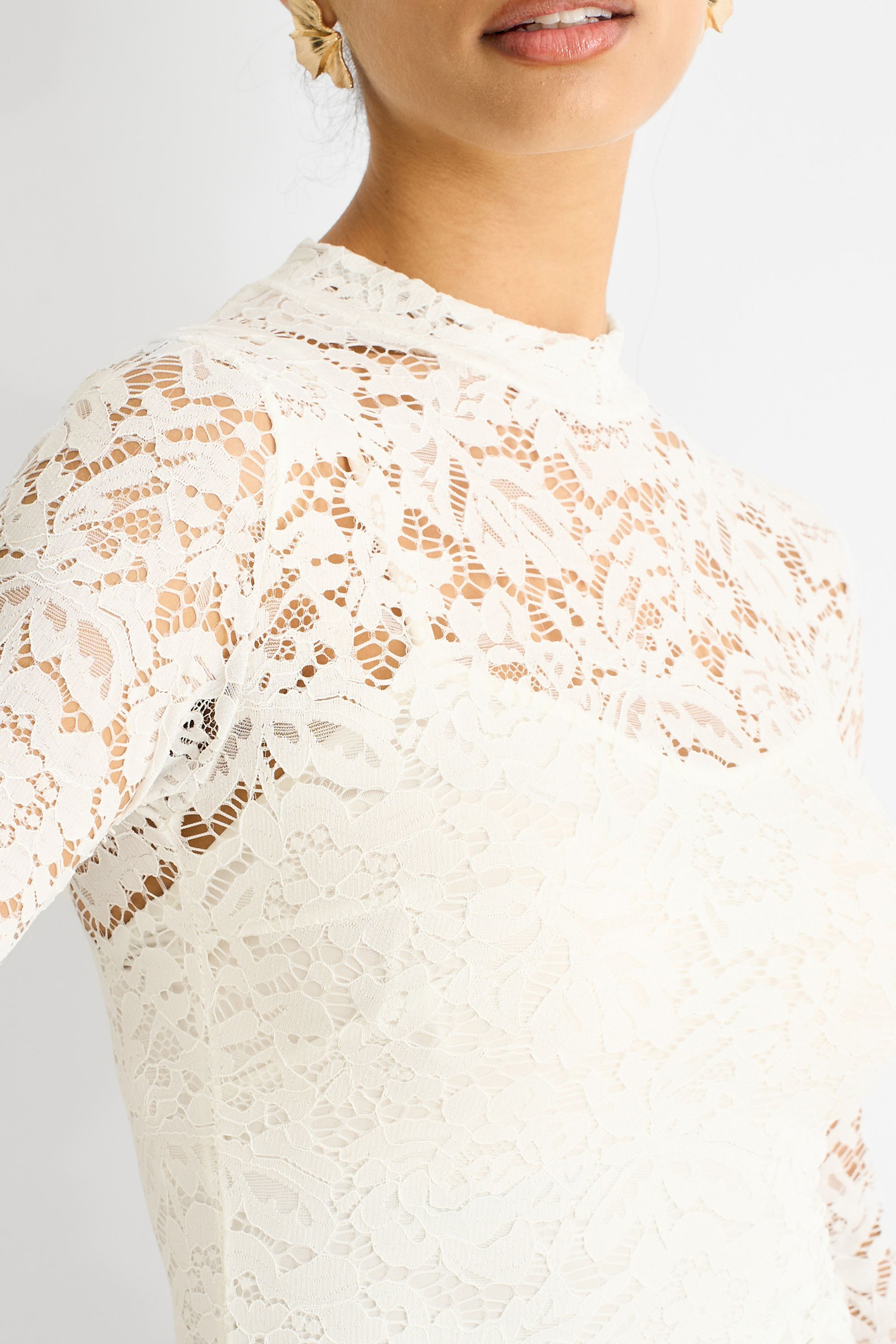 Gini London White Stretch Lace Tie Front Side Bodycon Mini Dress