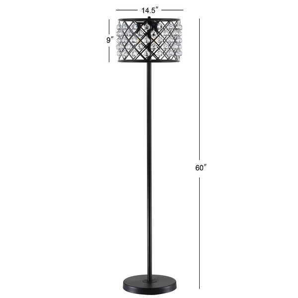 Juliette 60" Crystal/Metal LED Floor Lamp, Brass Gold/Clear by JONATHAN Y