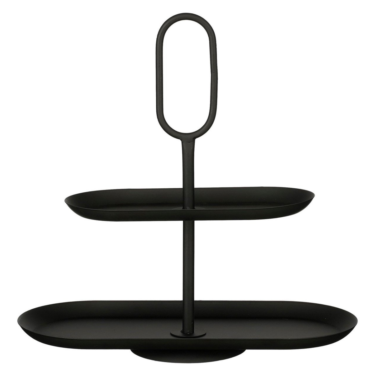 Mica Decorations Rama Etagere 2 Laags - Taarplateau - Serveertoren - 38 x 17 x 37 cm - Cake Stand - Serveerplateau - Metaal - Etagere Zwart