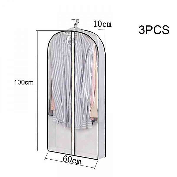 CODEKEY Lot de 3 housses de vêtements de qualité supérieure, transparentes, résistantes aux mites, avec fermeture éclair