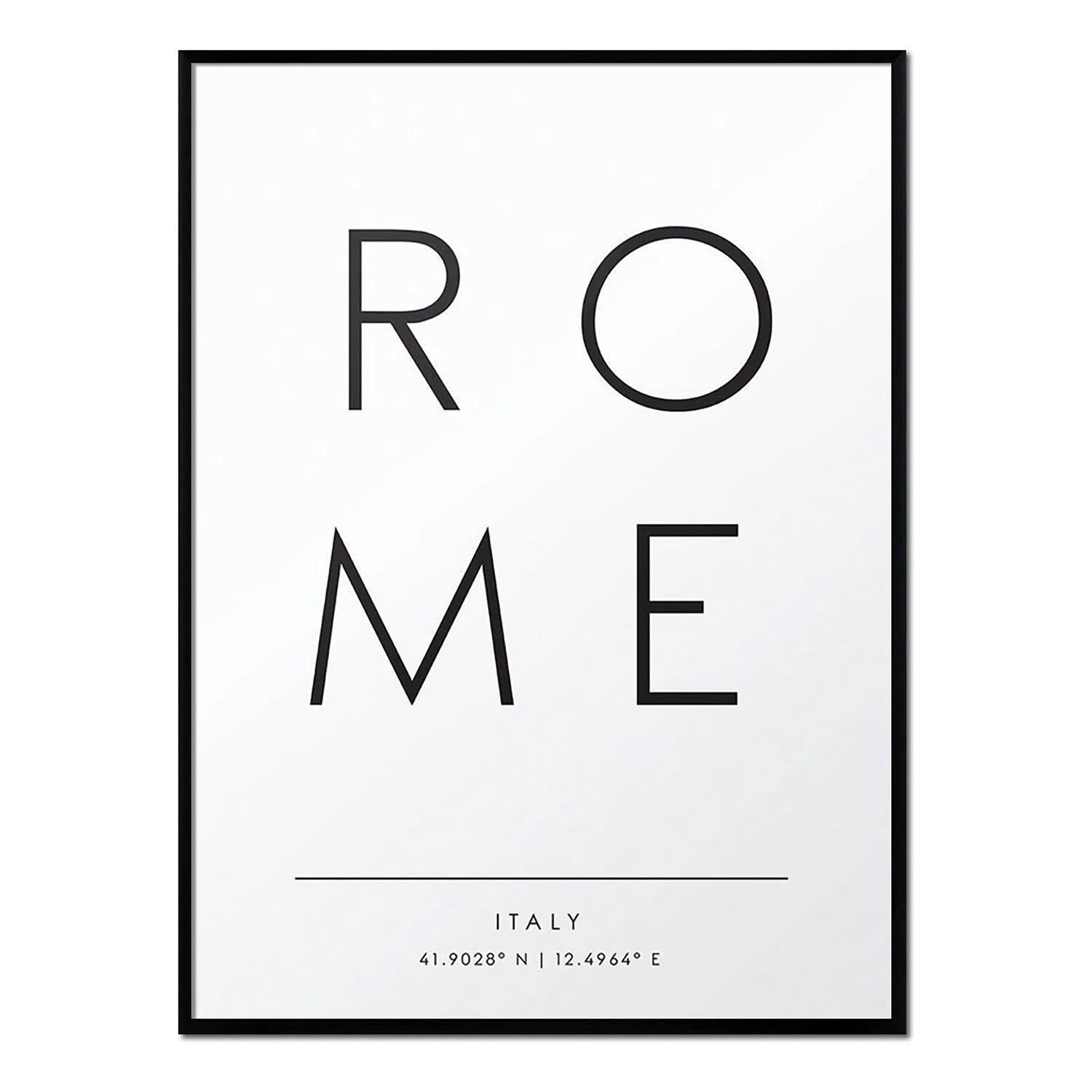 CIUDADES - Affiche avec cadre noir - Rome - 30x40