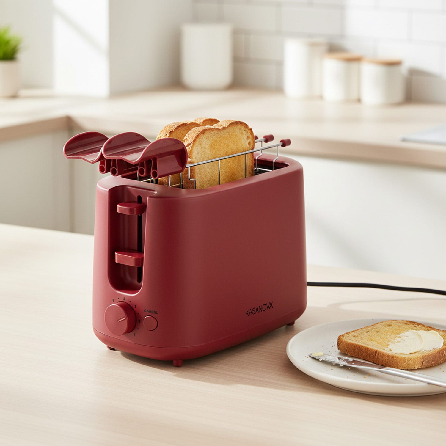 Tostapane 2 fette 7 livelli di tostatura 750 W rosso