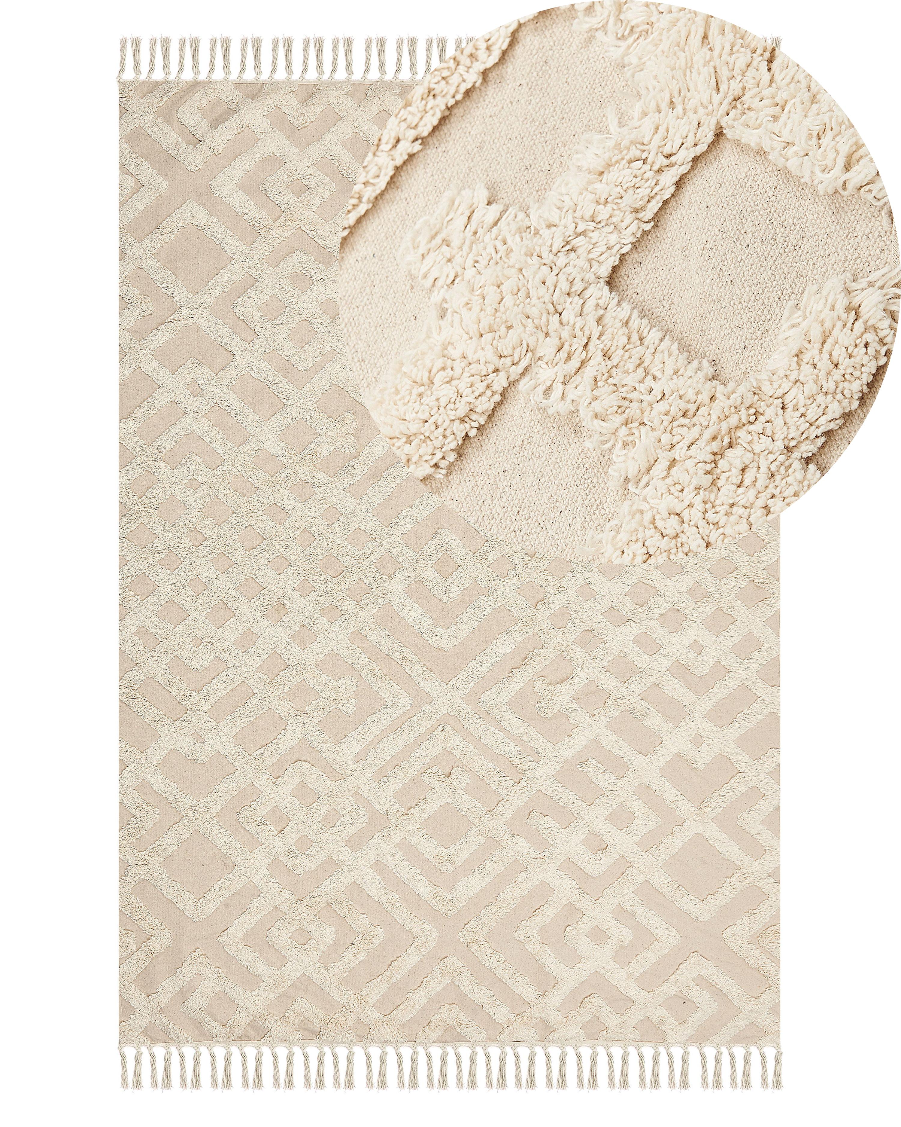 Rug ARDAHAN Beige 140 x 200 cm Cotton