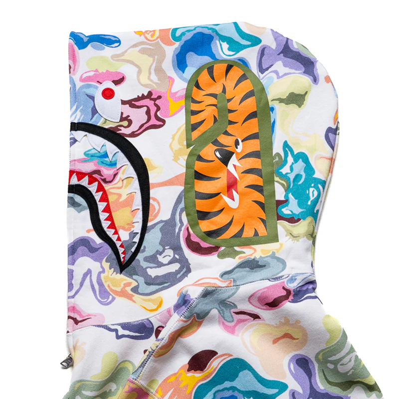 A Bathing Ape Art Camo Shark Full Zip Hoodie - White