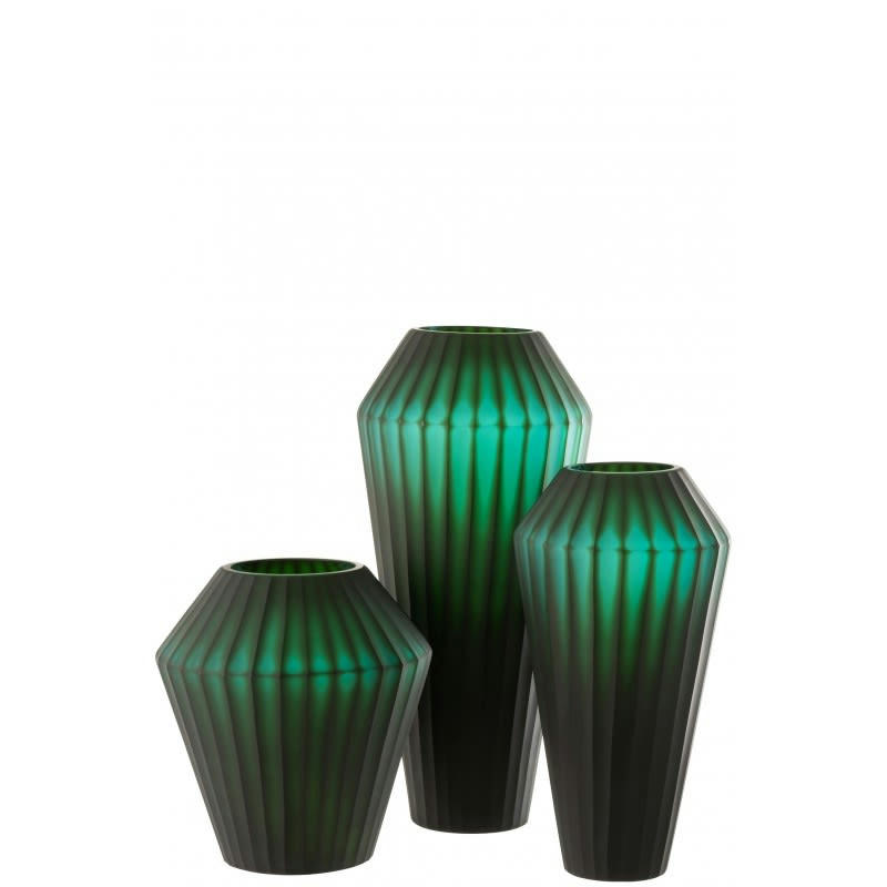 ELISE - Vase en verre vert H43cm
