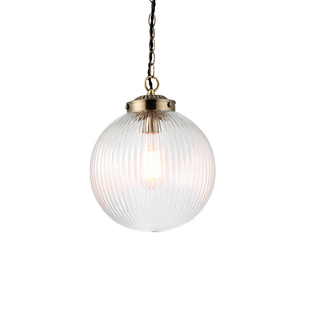 Lampa wisząca BRYDON żebrowana antyczny mosiądz 1xE27x40W IP20 Endon