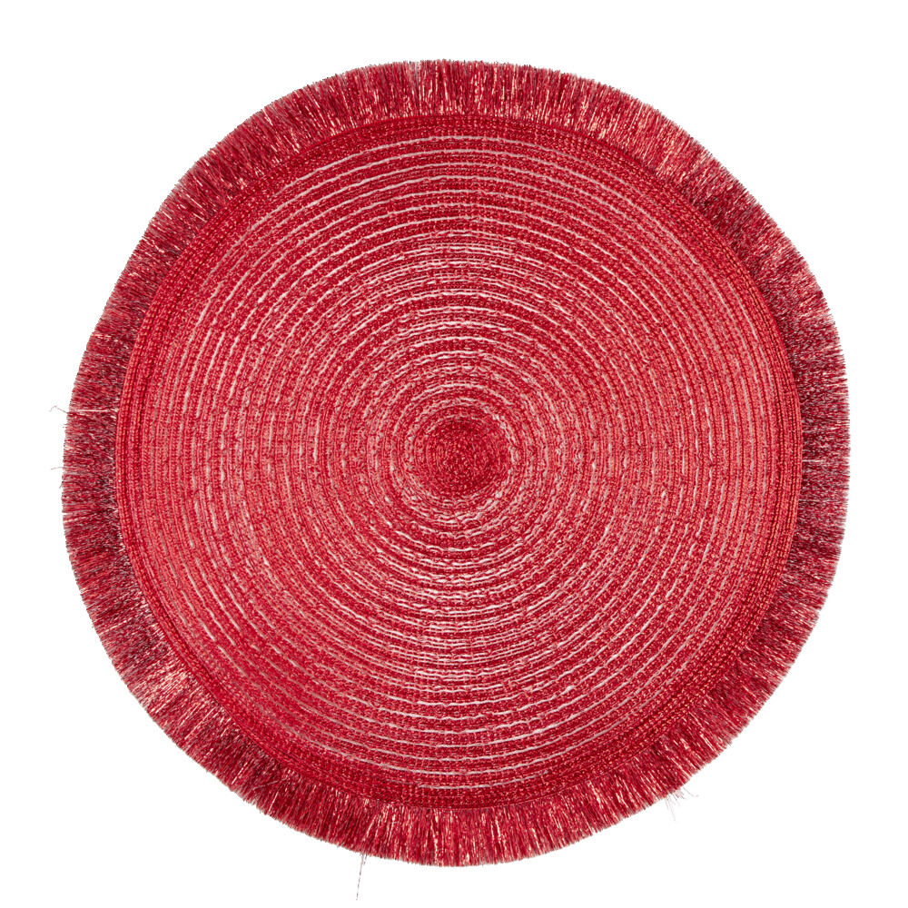 Set de table rond Ø38cm polyester rouge x2
