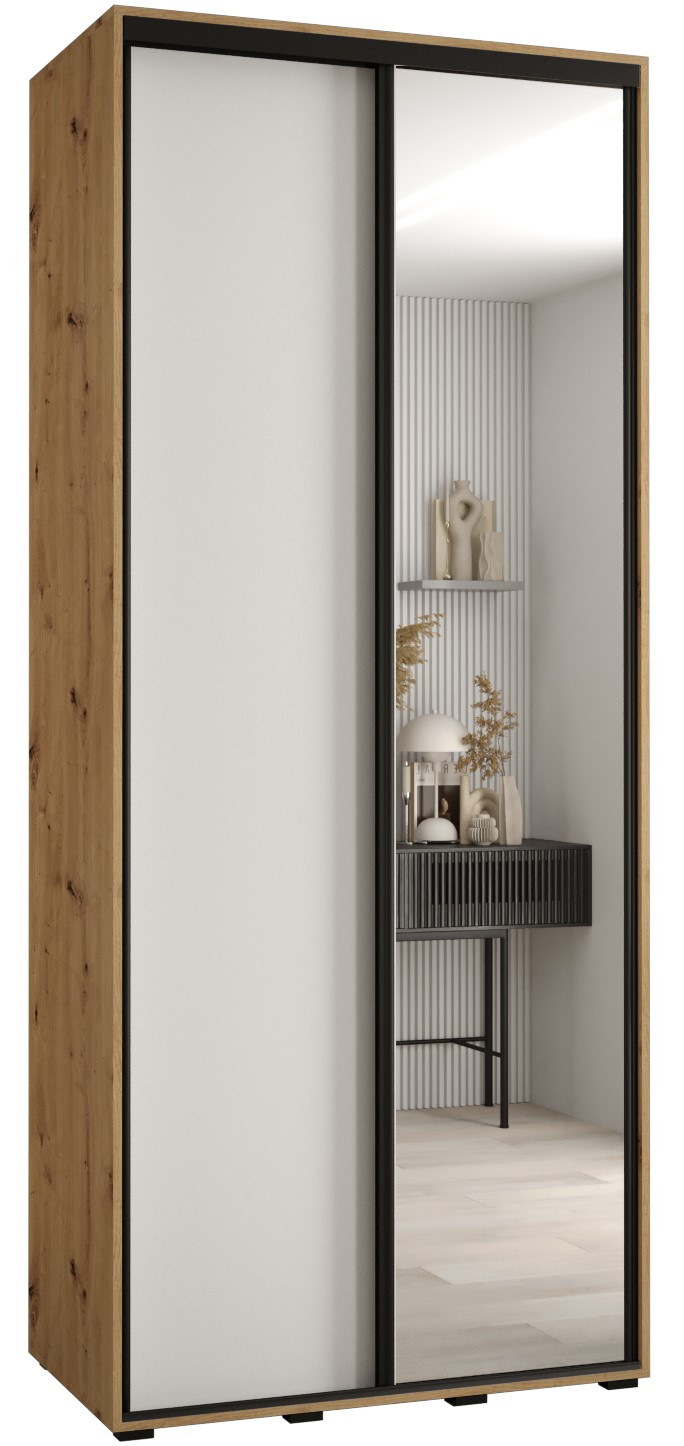 Szafa przesuwna 45 wysoka Davos 3 110 artisan biały czarny