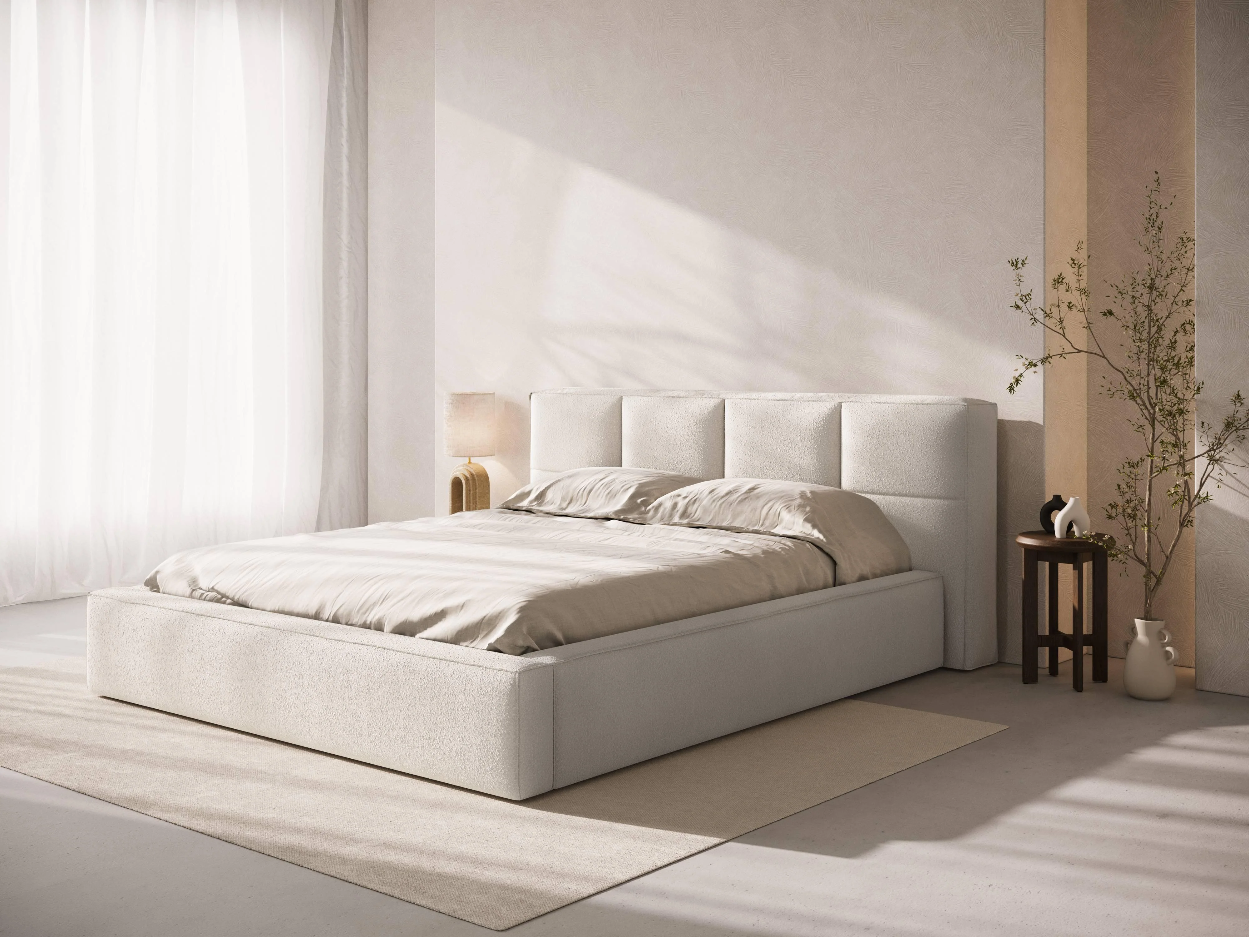 Bedframe met opbergvak Simon 160x200 bouclé