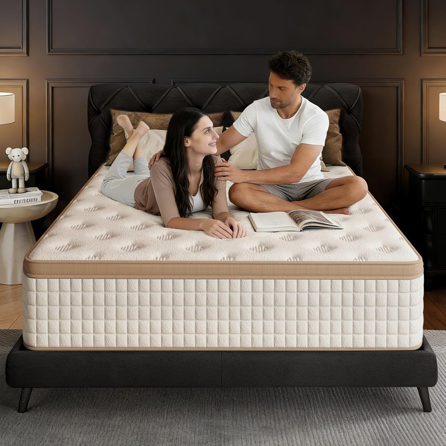 MOOA King Mattress, 12 inch King Size Memory Foam Mattress for Back Neck Pain Relief, Fiberglass Free, Medium Firm Hybrid Mattress in a Box, CertiPUR-US Certified