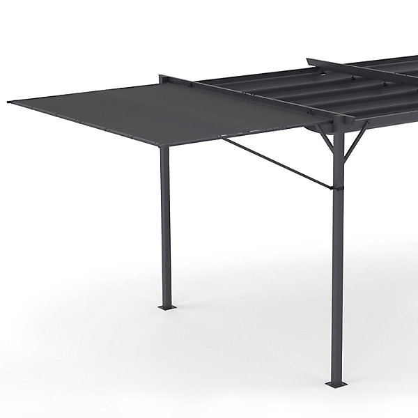Auvent inclinable et réglable 250 x 150 cm pour pergola toit rétractable gris anthracite