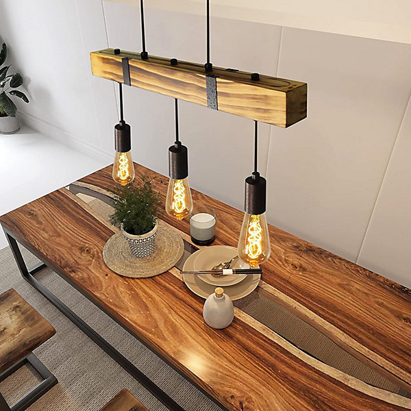 NETTLIFE suspension salle à manger table à manger bois vintage E27 suspension 61 CM Industriel