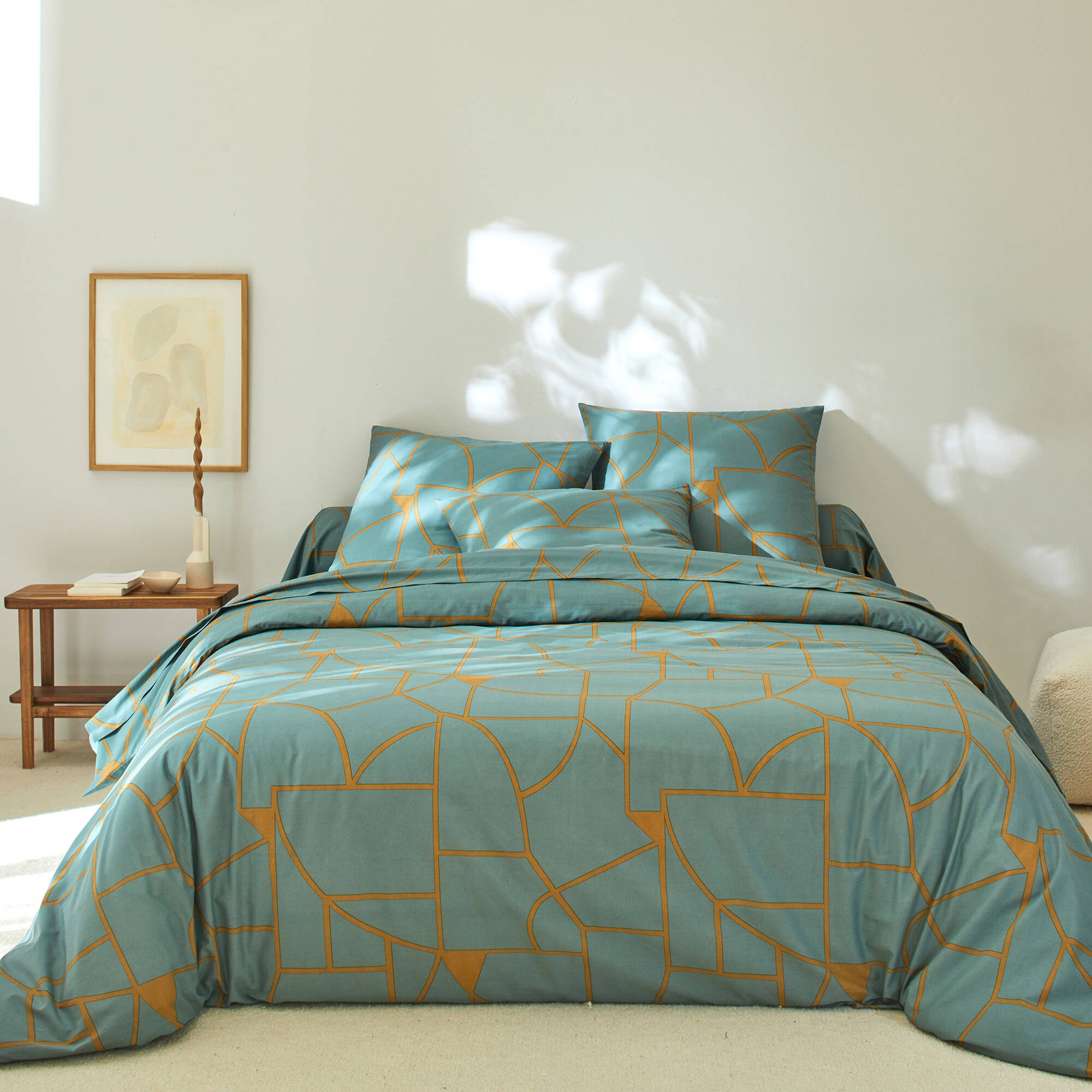 Linge de lit Geoffroy en coton à motifs graphiques