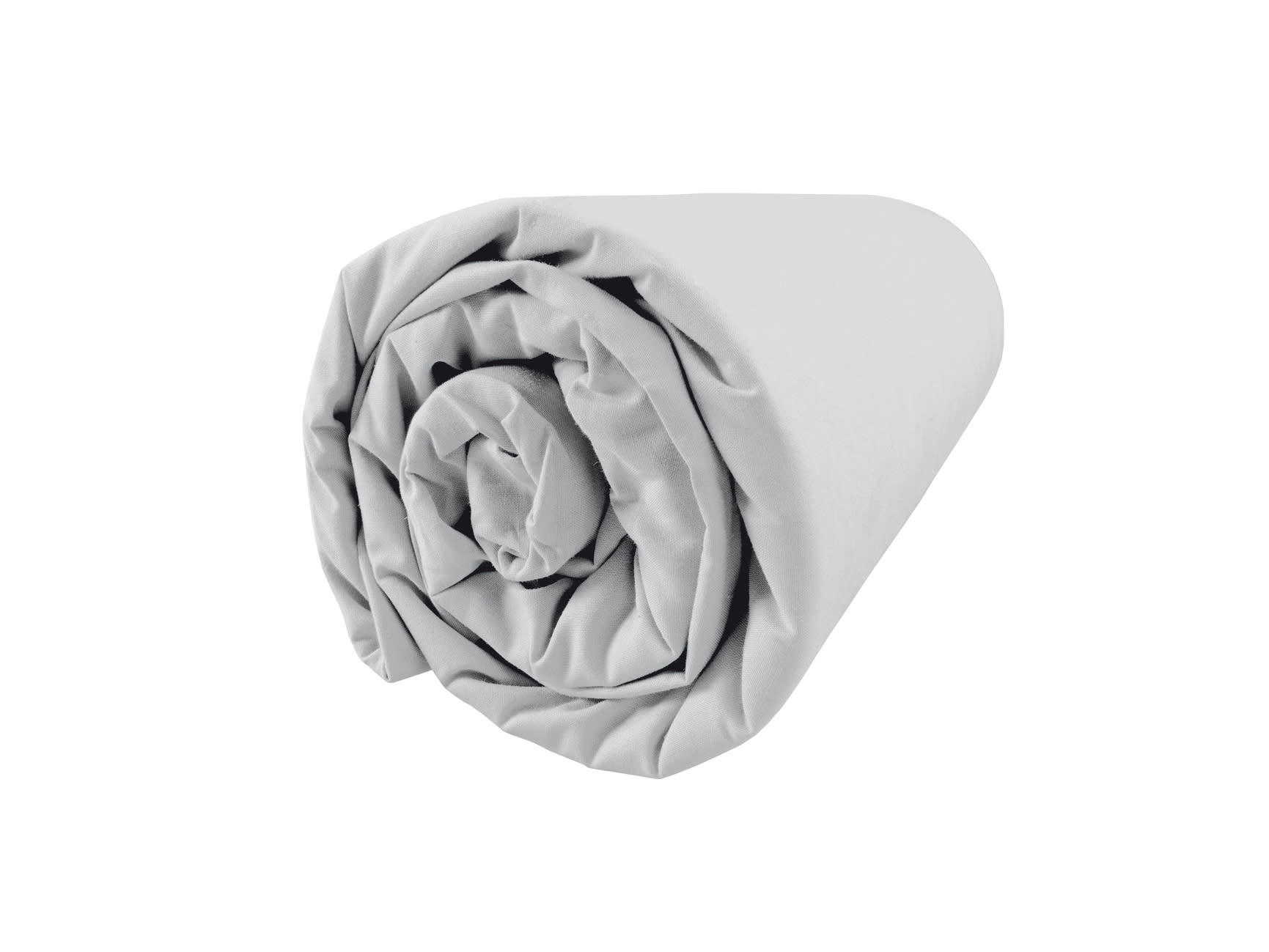 SIMPLICITÉ GOURMANDE - Drap housse percale coton, bonnet 37 cm 180x200 cm Galet