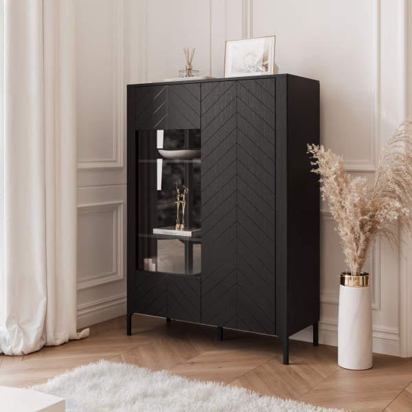 Witryna dwudrzwiowa szeroka LORIEN 103 cm czarny